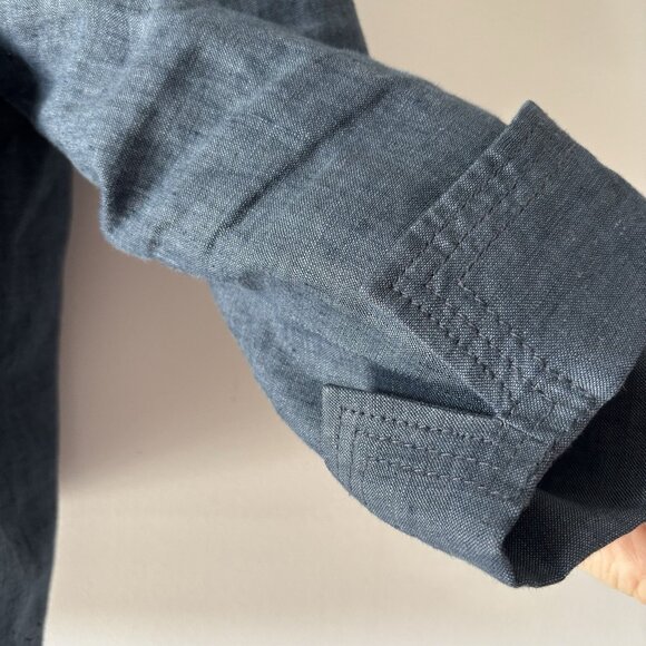 Talbots 100% Linen Open Blazer Jacket Womens 24W Pockets Career Work Modest Blue - Picture 7 of 16